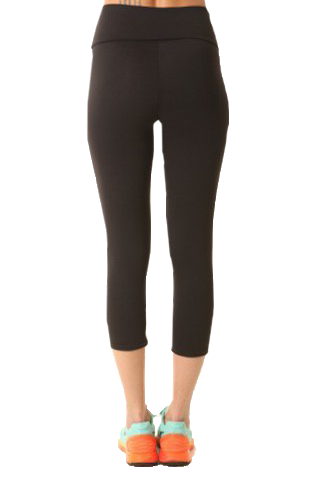 Black Foldover Cut Out Capri - Image 2