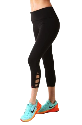 Black Foldover Cut Out Capri